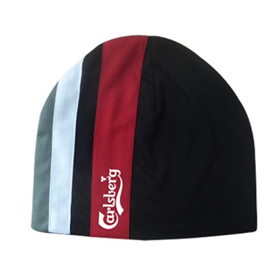 Performance Beanie Cap w/Vertical Stripes