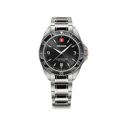 Executive 40mm, stainless steel case, stainless steel bezel, black dial, stainless steel bracelet